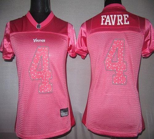 Vikings #4 Brett Favre Red Women's Sweetheart Stitched NFL Jersey